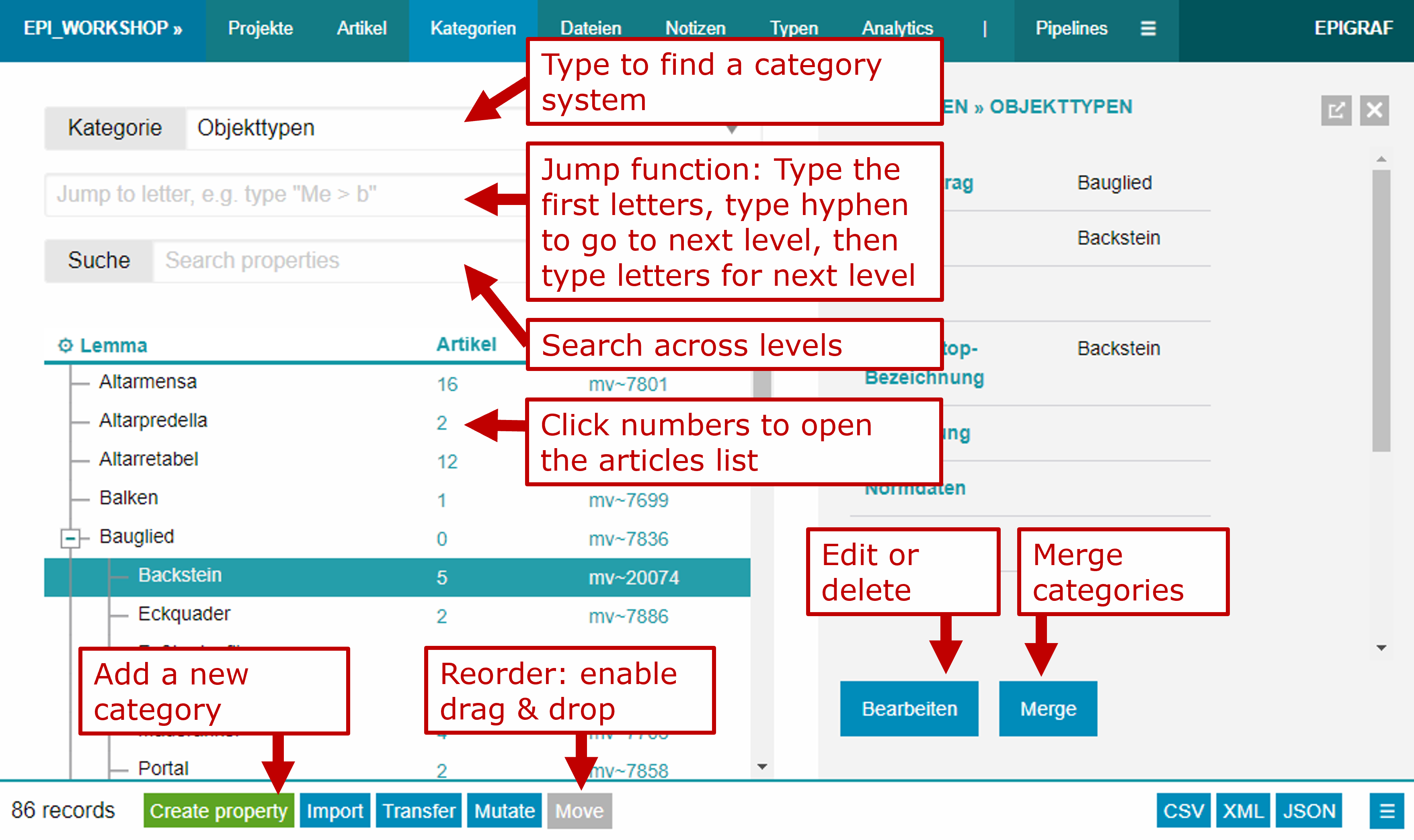 Epigraf categories example